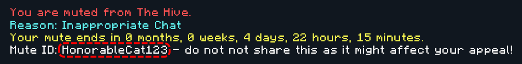 Message showing the highlighted Mute ID